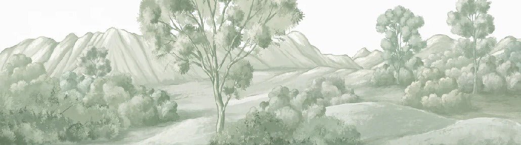 Papier peint paysage poétique vert, XXL, tendance