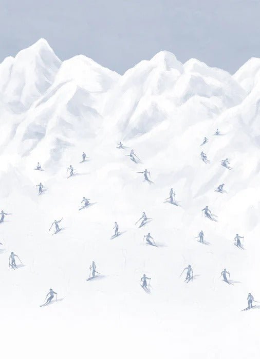 Tapete Berg Skifahrer blau