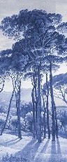 Tapete Historische italienische Landschaft blau