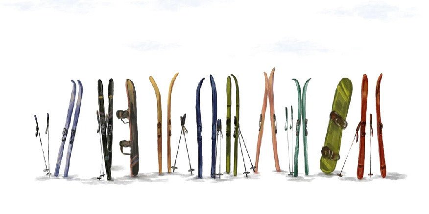 Papier peint panoramique skis colorés, XXL, tendance