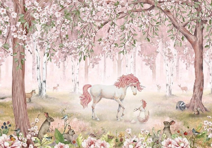 Tapete Einhorn märchenhaft rosa