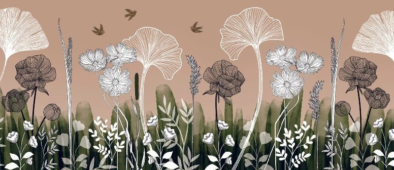 Panorama-Tapete floral addict