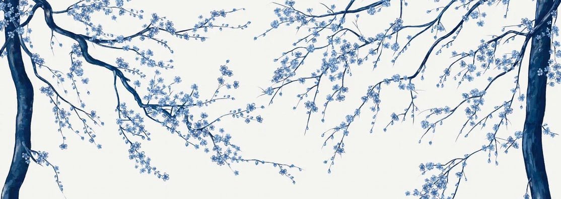 Panorama-Tapete Sakura-Blume weiß