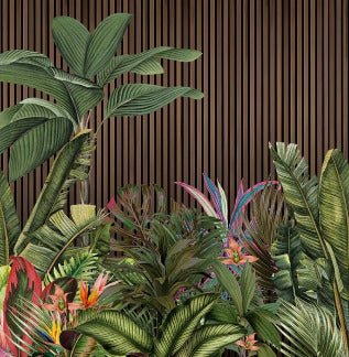 Papier peint panoramique tasseau végétal, XXL, tendance