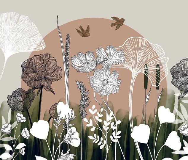 Panorama-Tapete Blumenillustration