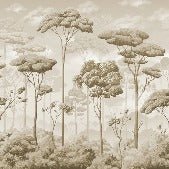 Panorama-Tapete Pinienwald Volupté Sepia