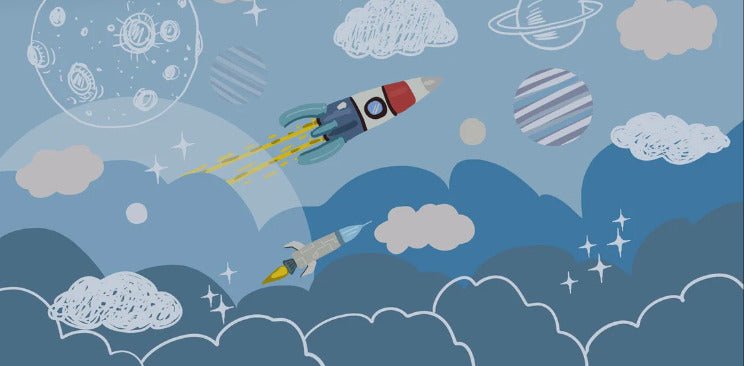 Kindertapete Rakete Weltraum