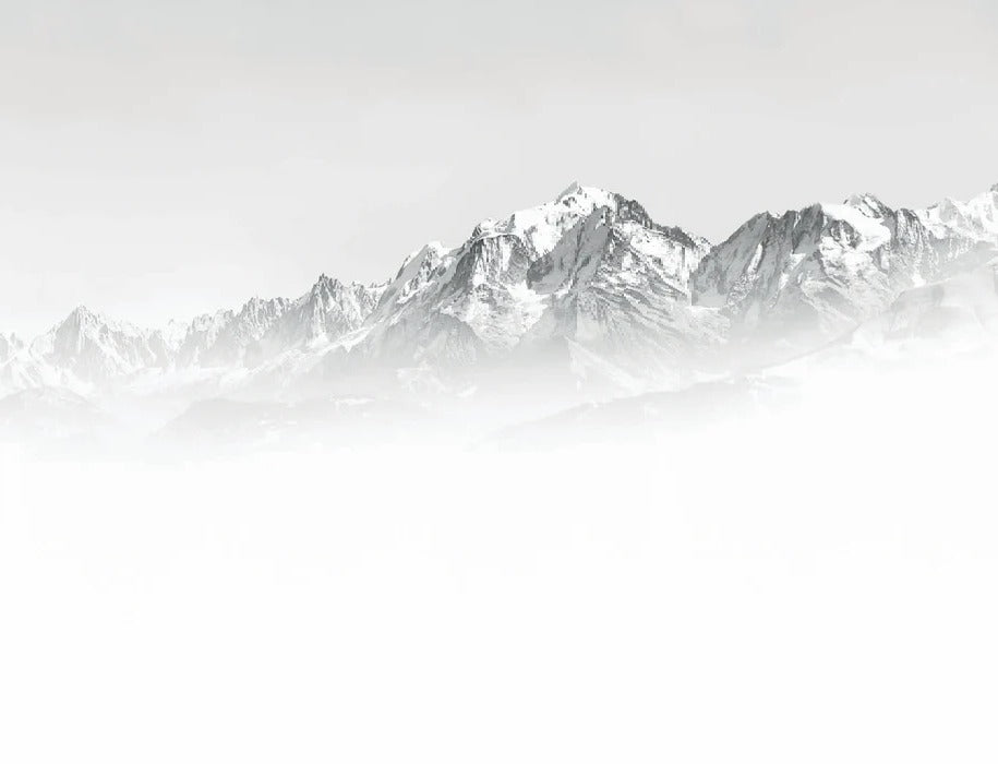 Tapete Mont Blanc im Nebel schwarz und weiß