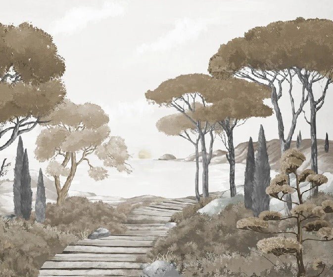 Papier peint balade dans les calanques brun, XXL, tendance