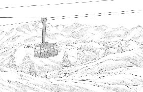 Papier peint La Plagne télécabine noir et blanc, XXL, tendance