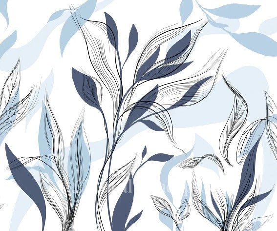 Tapete Blume Grafik blau