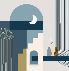 Tapete Arche blau Grafik