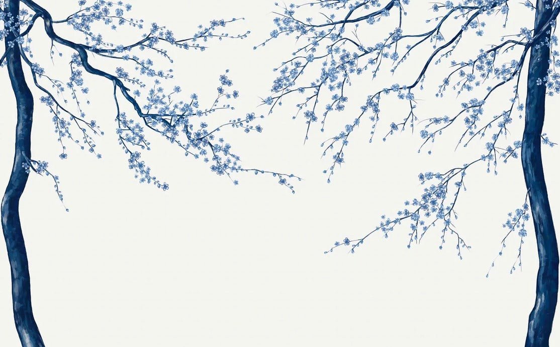 Panorama-Tapete Sakura-Blume weiß