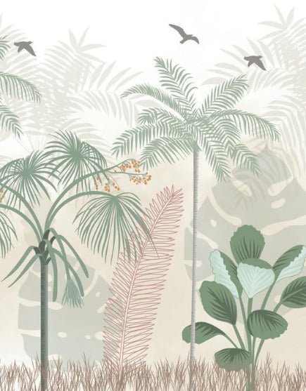 Papier peint panoramique jungle pastel, XXL, tendance