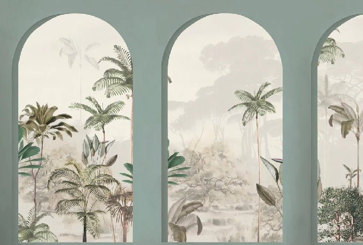 Papier peint arches luxuriantes vert, XXL, tendance