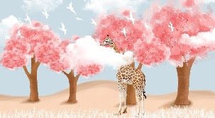 Papier peint panoramique enfant scandinave Girafe & Arbres, XXL, tendance