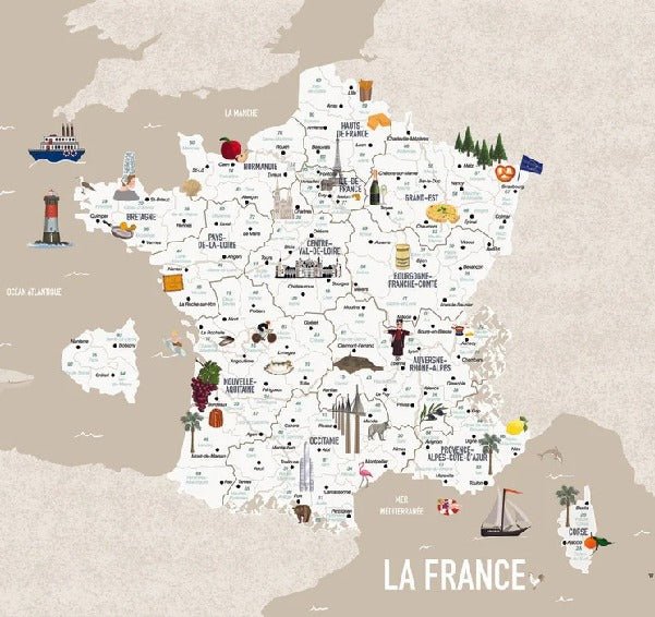 Tapete Karte von Frankreich Kind beige