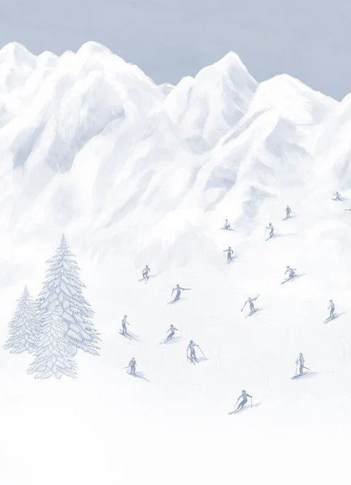 Tapete Berg Skifahrer blau