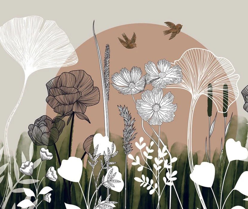 Panorama-Tapete Blumenillustration