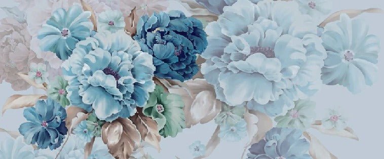 Papier peint fleurs bleues, XXL, tendance