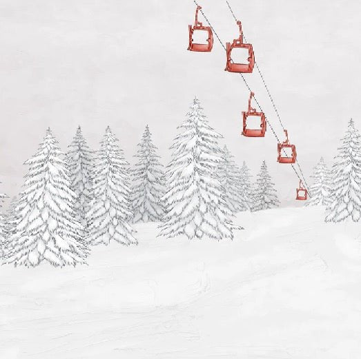 Papier peint montagne télécabine rouge