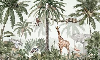 Kindertapete Dschungel friedlich