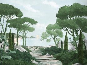 Papier peint balade dans les calanques vert, XXL, tendance