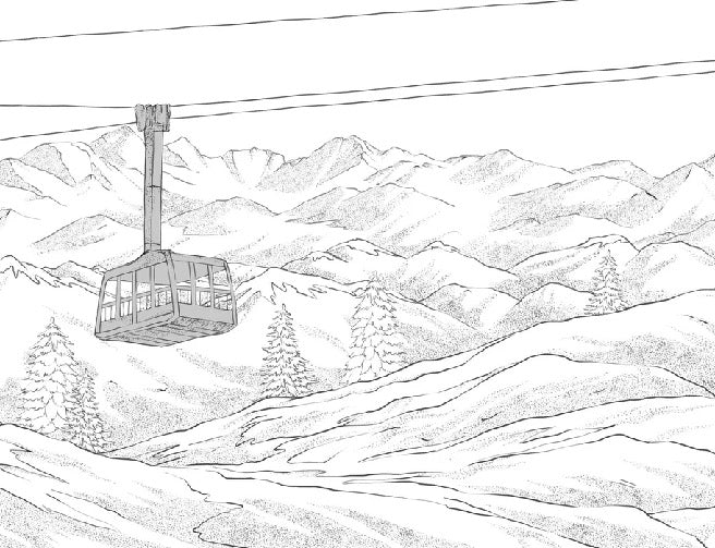 Tapete La Plagne Gondelbahn schwarz und weiß