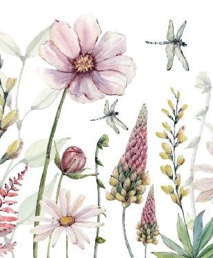 Papier peint fleurs et libellules, XXL, tendance