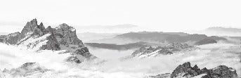 Panorama-Tapete Berg schwarz und weiß