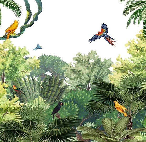 Kindertapete Exotische Papageien