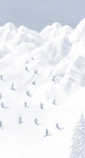 Tapete Berg Skifahrer blau