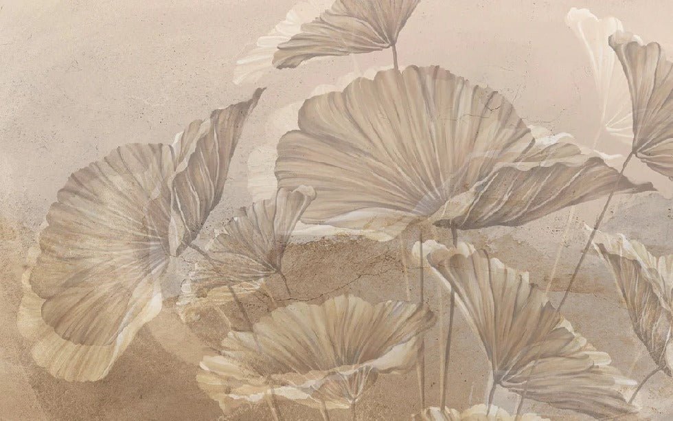 Panorama-Tapete Lotus Sepia