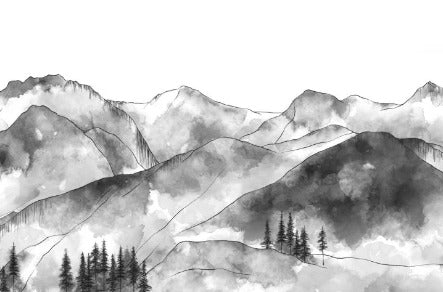 Tapete Bergkette der Aravis schwarz und weiß