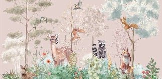 Tapete Kinderzimmer magische Natur rosa
