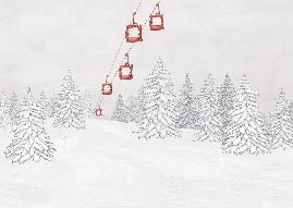 Papier peint montagne télécabine rouge, XXL, tendance