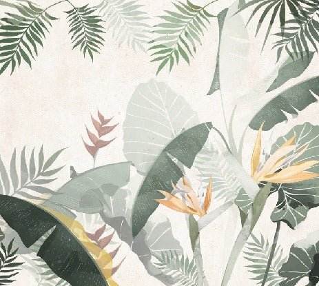 Papier peint restaurant végétal vert jaune, XXL, tendance