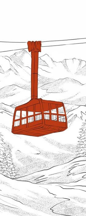 Tapete La Plagne Gondelbahn rot