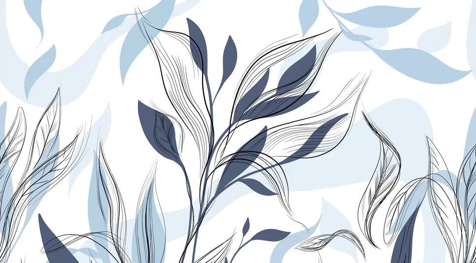 Tapete Blume Grafik blau