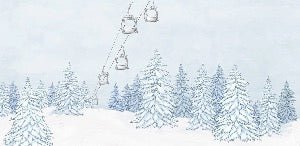 Papier peint montagnes télécabine bleu, XXL, tendance