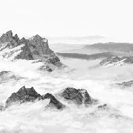 Panorama-Tapete Berg schwarz und weiß