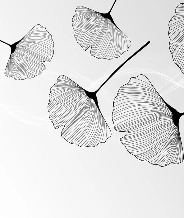 Panorama-Tapete Trend ginkgo schwarz