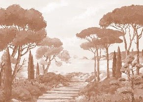 Papier peint balade dans les calanques terracotta