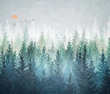 Papier peint forêt canadienne abstrait, XXL, tendance