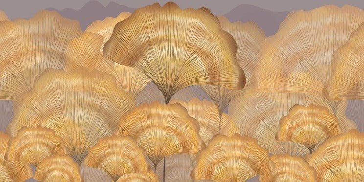 Moderne Tapete Ginkgo Ocker