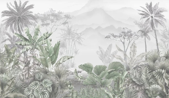 Papier peint wc tendance tropical vert, XXL, tendance