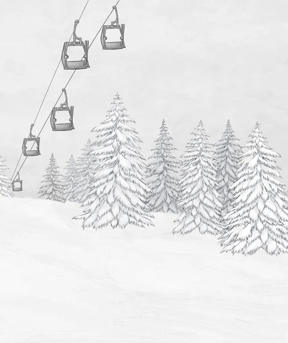Tapete Berg Gondelbahn schwarz & weiß