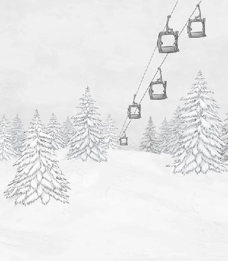 Tapete Berg Gondelbahn schwarz & weiß