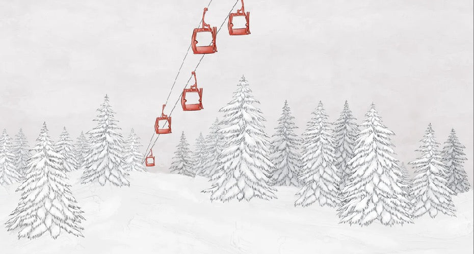 Papier peint montagne télécabine rouge, XXL, tendance