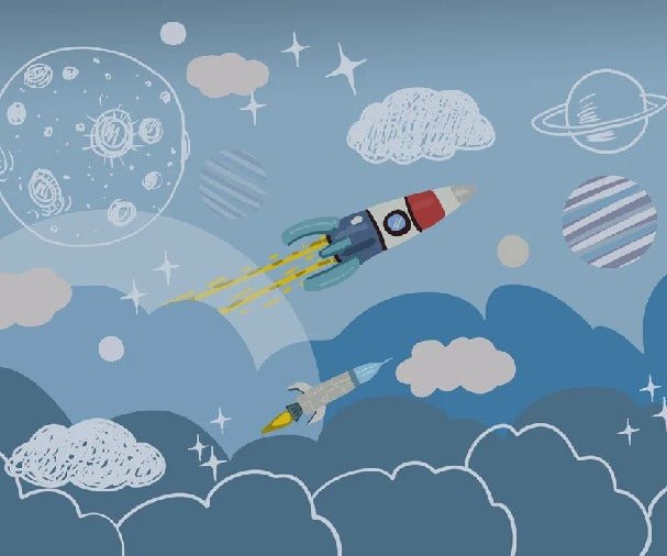 Kindertapete Rakete Weltraum